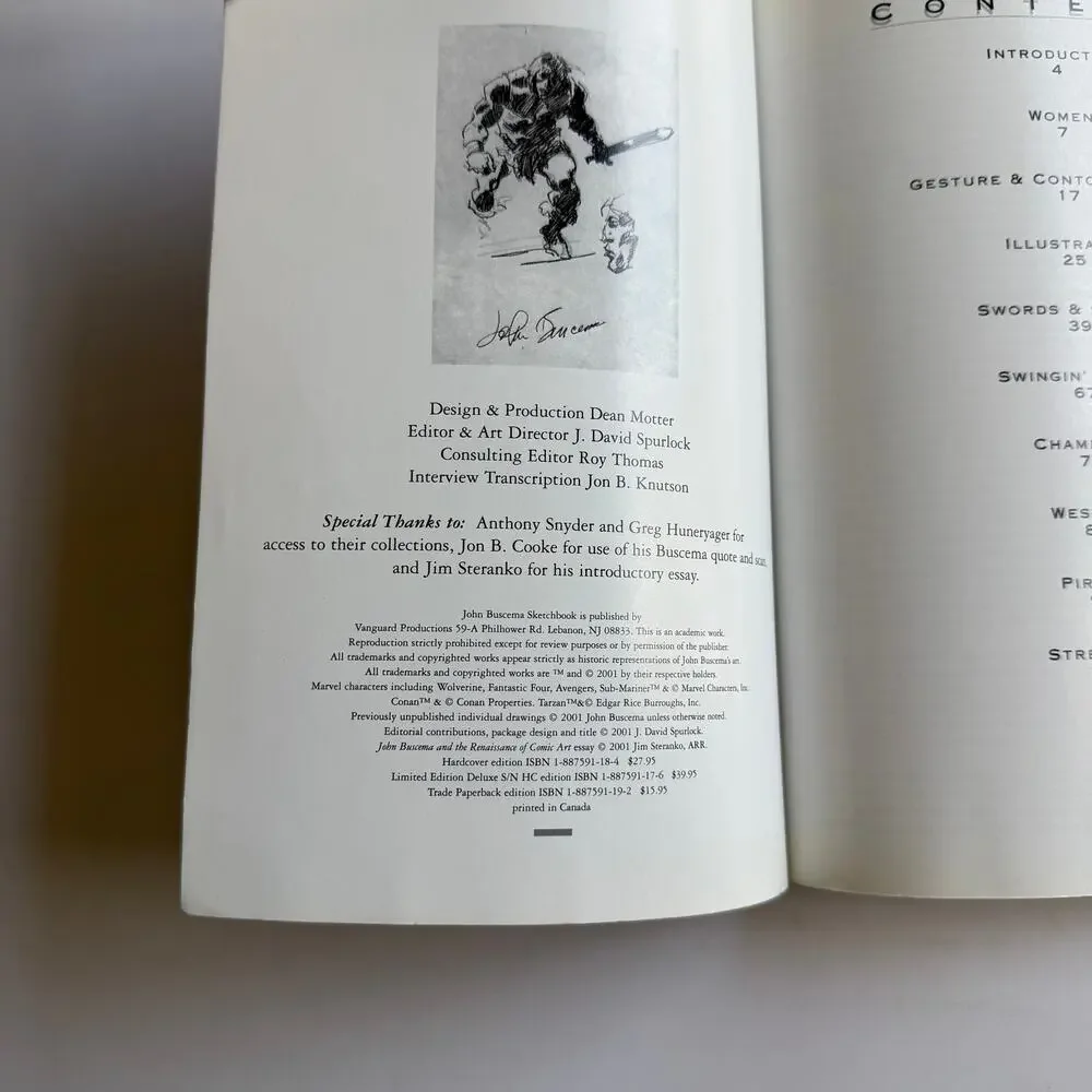 The John Buscema Sketchbook by J David Spurlock Comic Book Art Steranko Intro